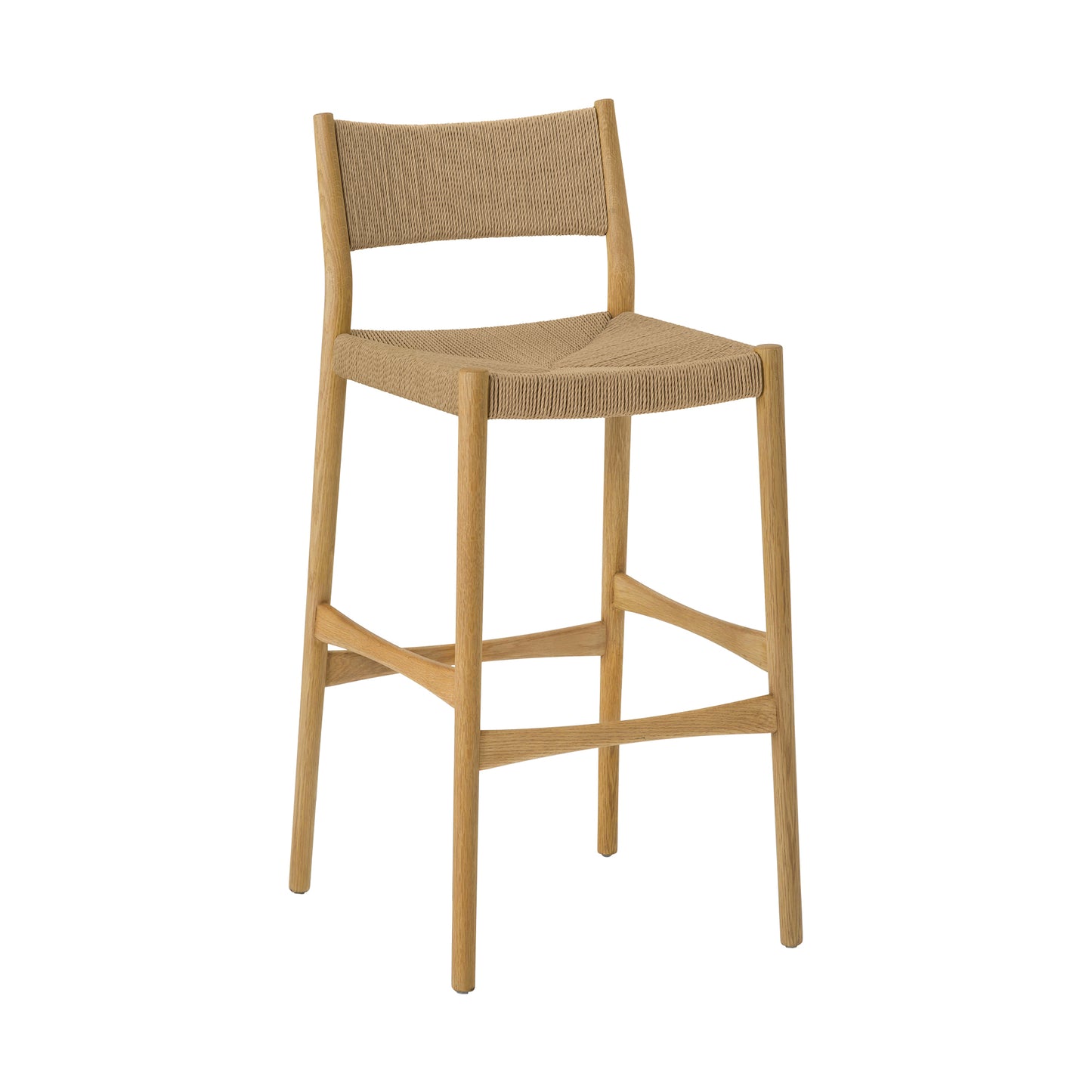 Brown Oak Dining Chair with Woven Paper Cord Seating