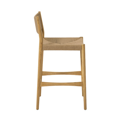 Brown Oak Dining Chair with Woven Paper Cord Seating