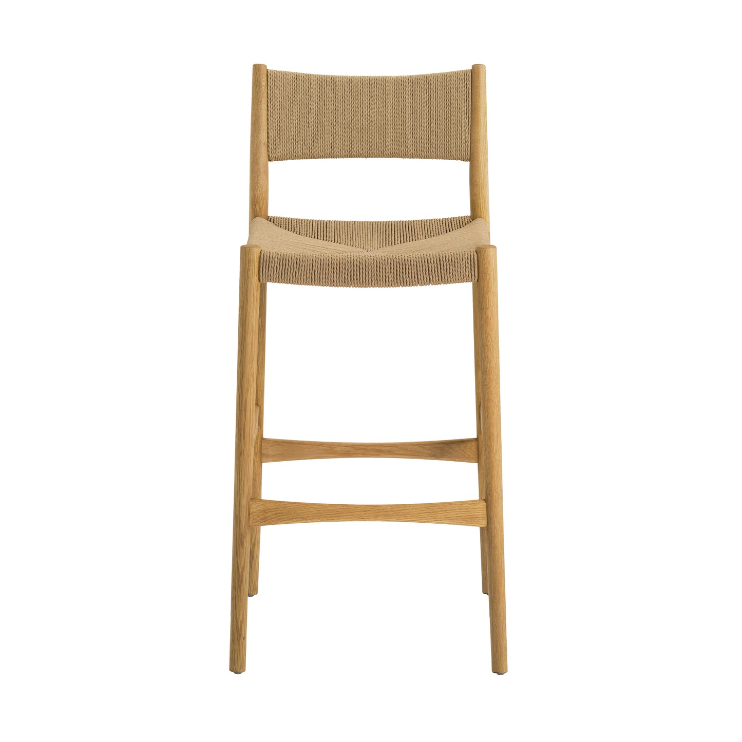 Brown Oak Dining Chair with Woven Paper Cord Seating