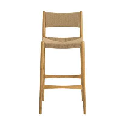 Brown Oak Dining Chair with Woven Paper Cord Seating