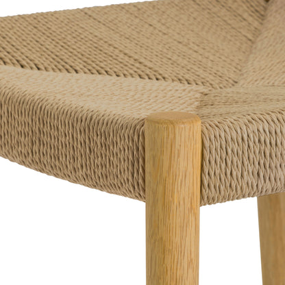 Brown Oak Dining Chair with Woven Paper Cord Seating