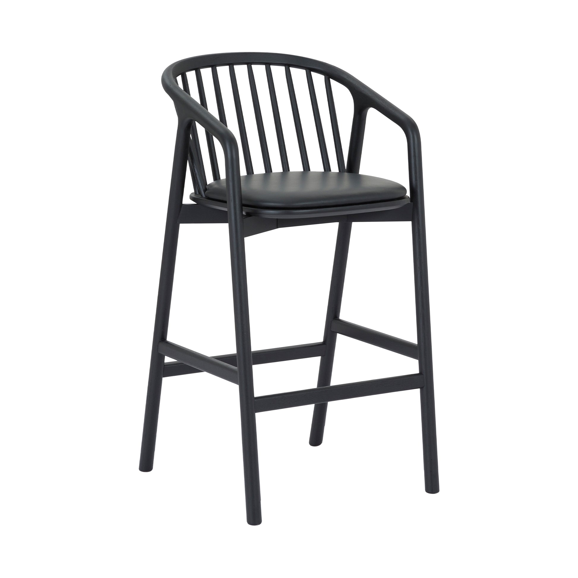 Black Oak Wood Counter Stools - 21 Inch Height