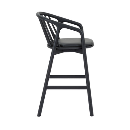 Black Oak Wood Counter Stools - 21 Inch Height