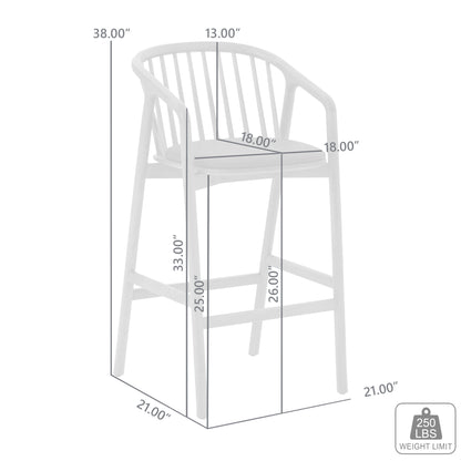 Black Oak Wood Counter Stools - 21 Inch Height