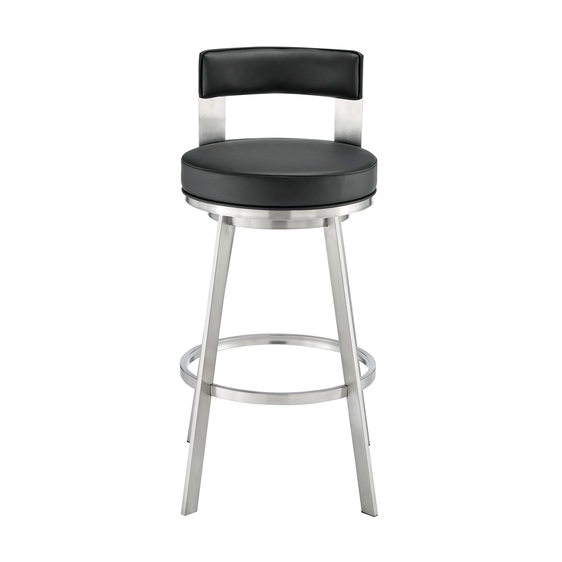 30 Inch Swivel Bar Stool - Black Upholstered