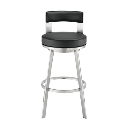 30 Inch Swivel Bar Stool - Black Upholstered