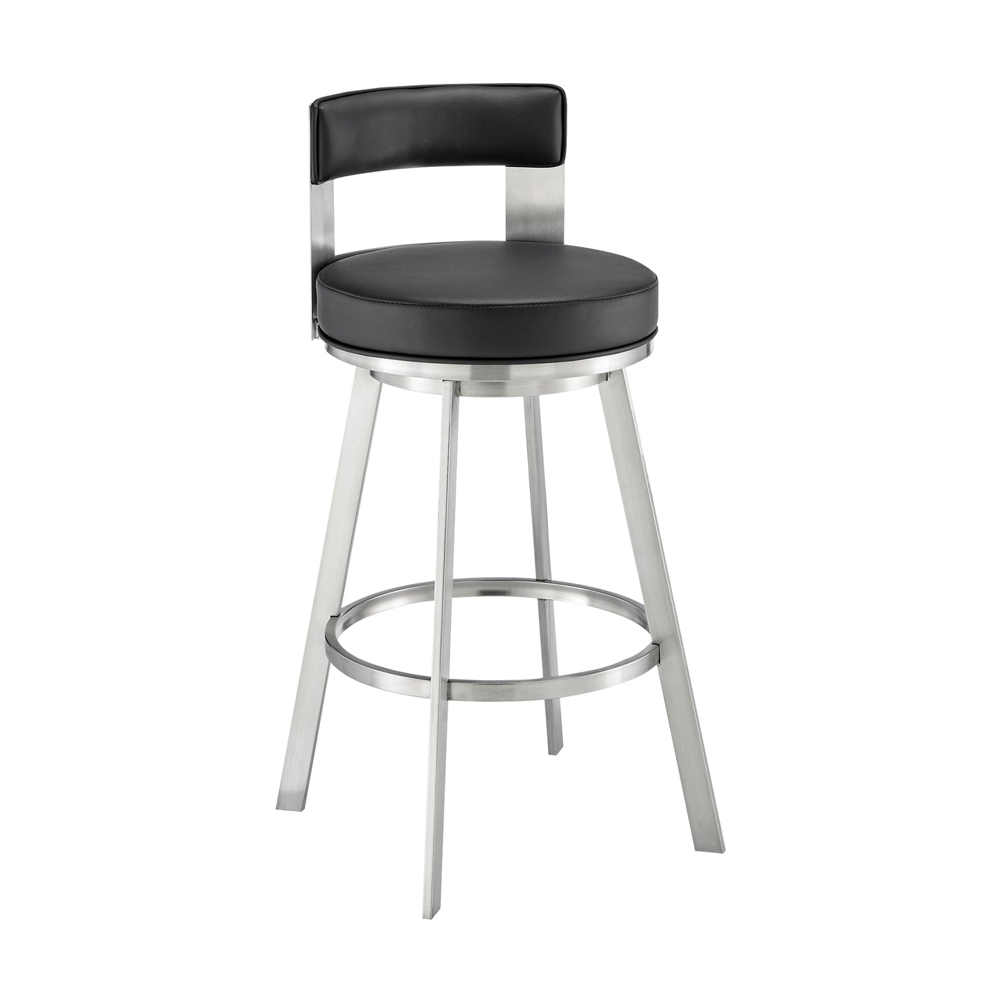 30 Inch Swivel Bar Stool - Black Upholstered