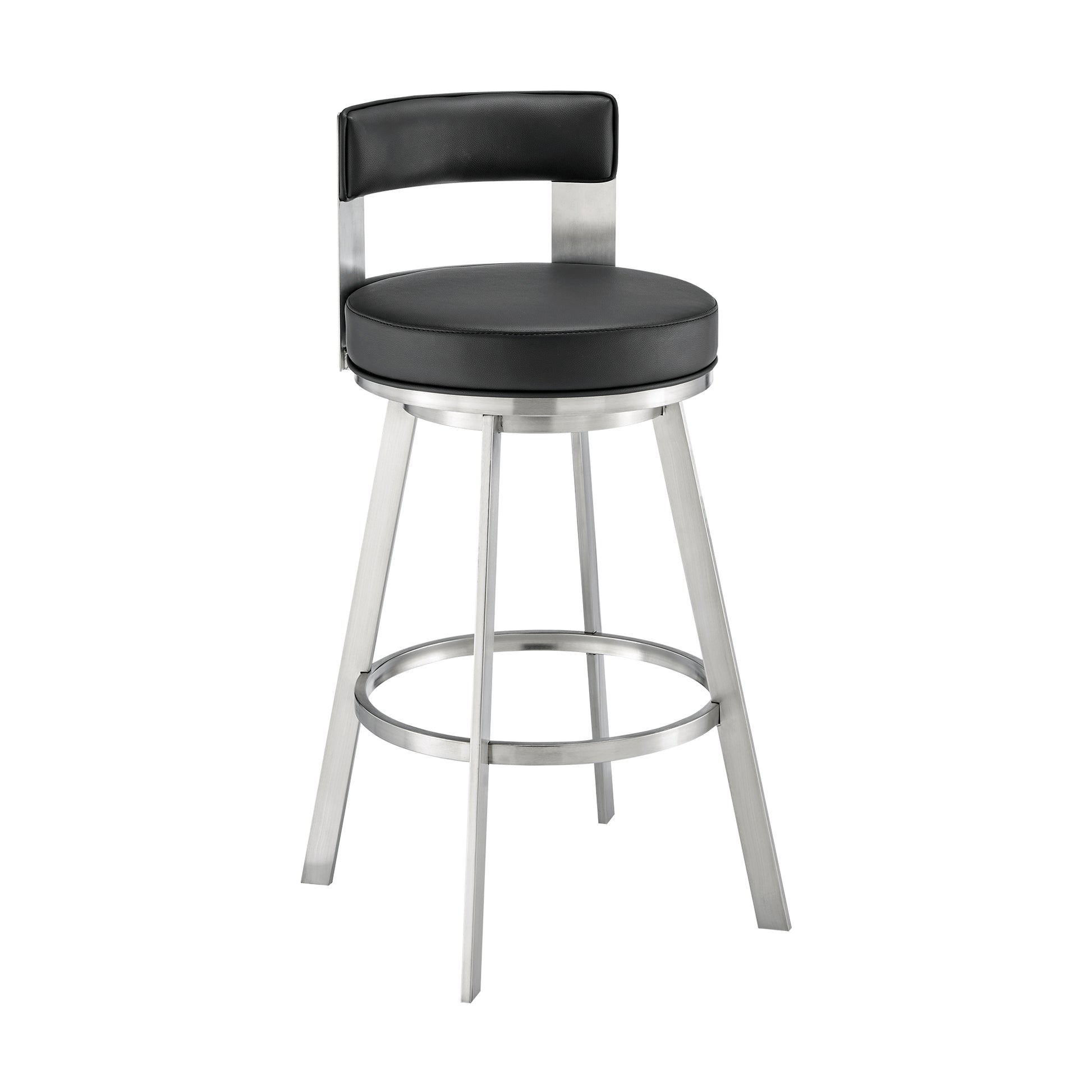 30 Inch Swivel Bar Stool - Black Upholstered