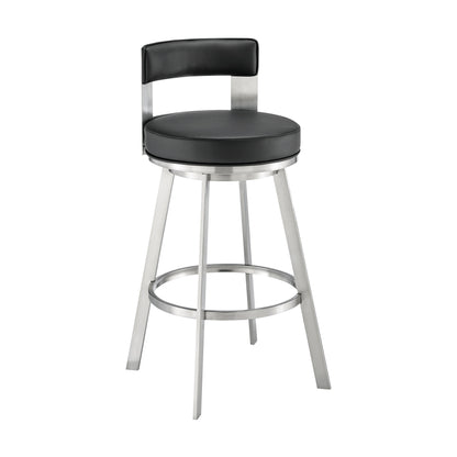 30 Inch Swivel Bar Stool - Black Upholstered