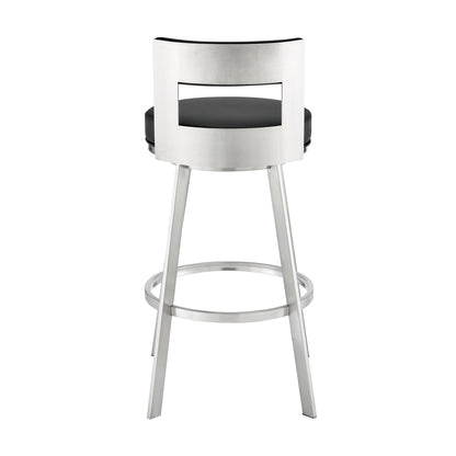 30 Inch Swivel Bar Stool - Black Upholstered