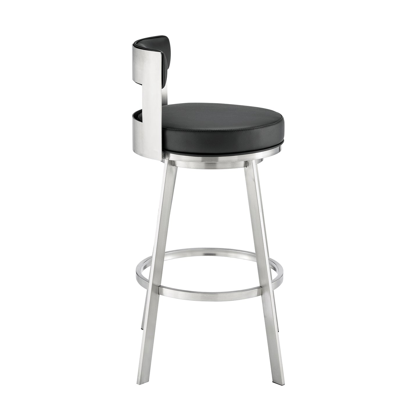 30 Inch Swivel Bar Stool - Black Upholstered