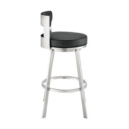 30 Inch Swivel Bar Stool - Black Upholstered