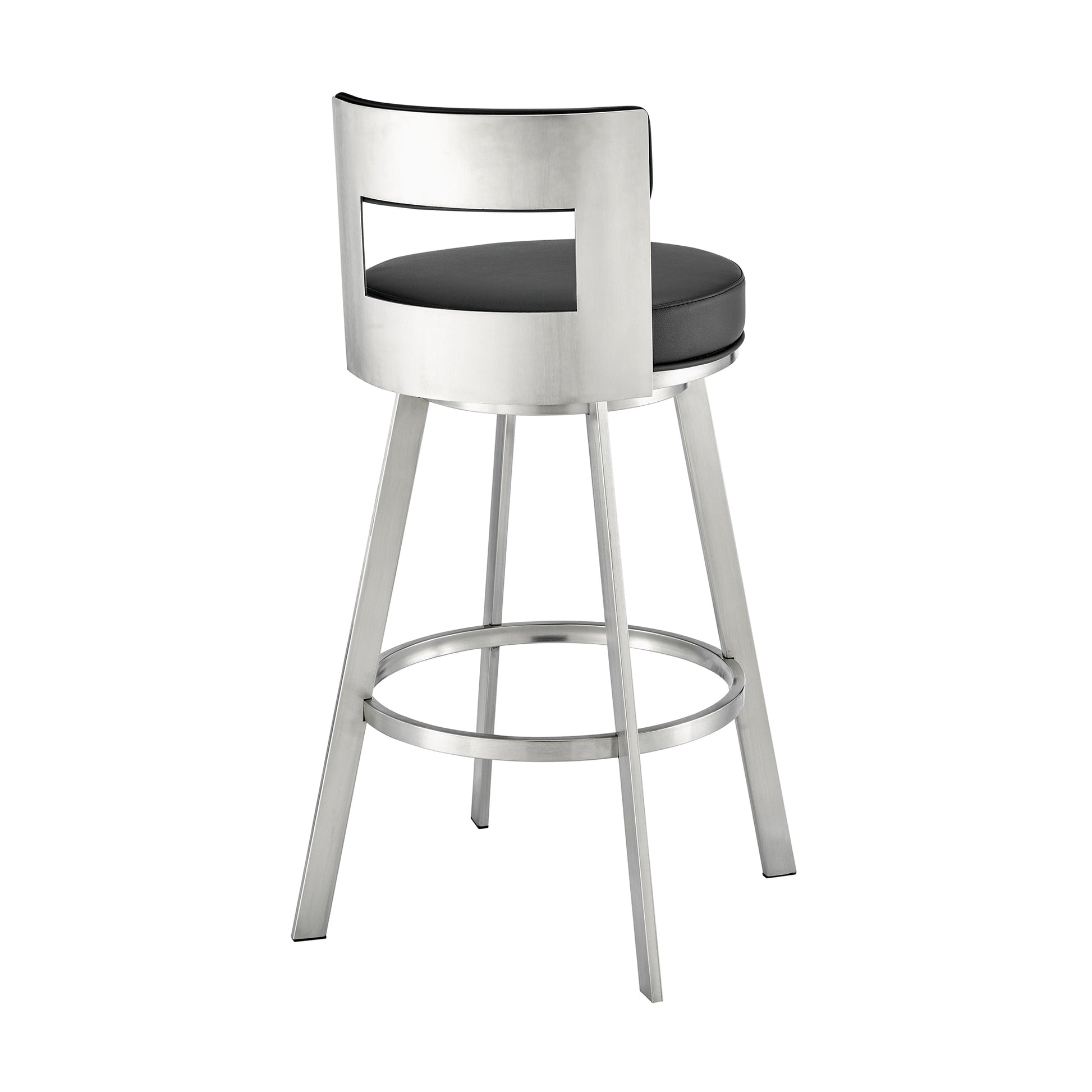 30 Inch Swivel Bar Stool - Black Upholstered