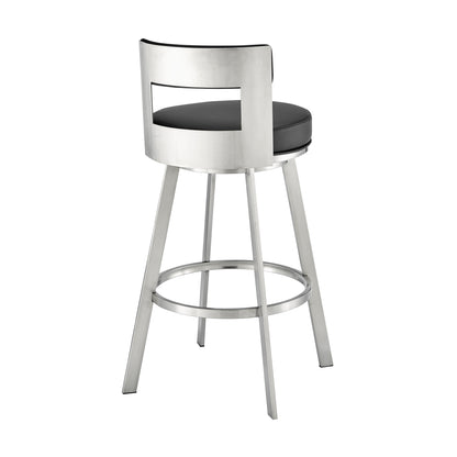 30 Inch Swivel Bar Stool - Black Upholstered