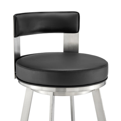 30 Inch Swivel Bar Stool - Black Upholstered