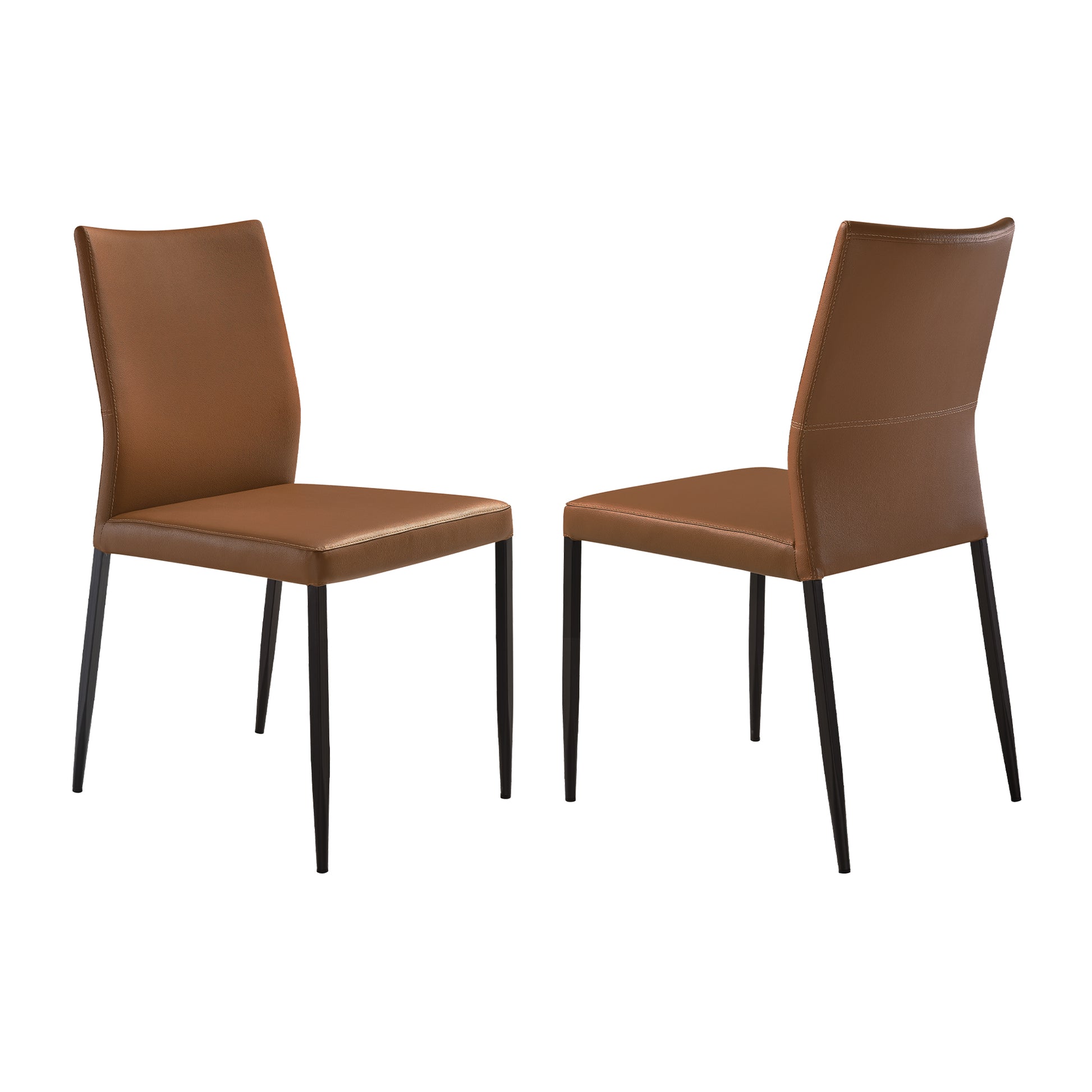 Brown Upholstered Dining Chair with Metal Legs for Kitchen Storage
