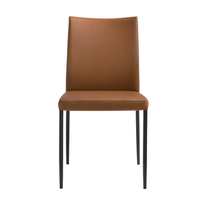 Brown Upholstered Dining Chair with Metal Legs for Kitchen Storage