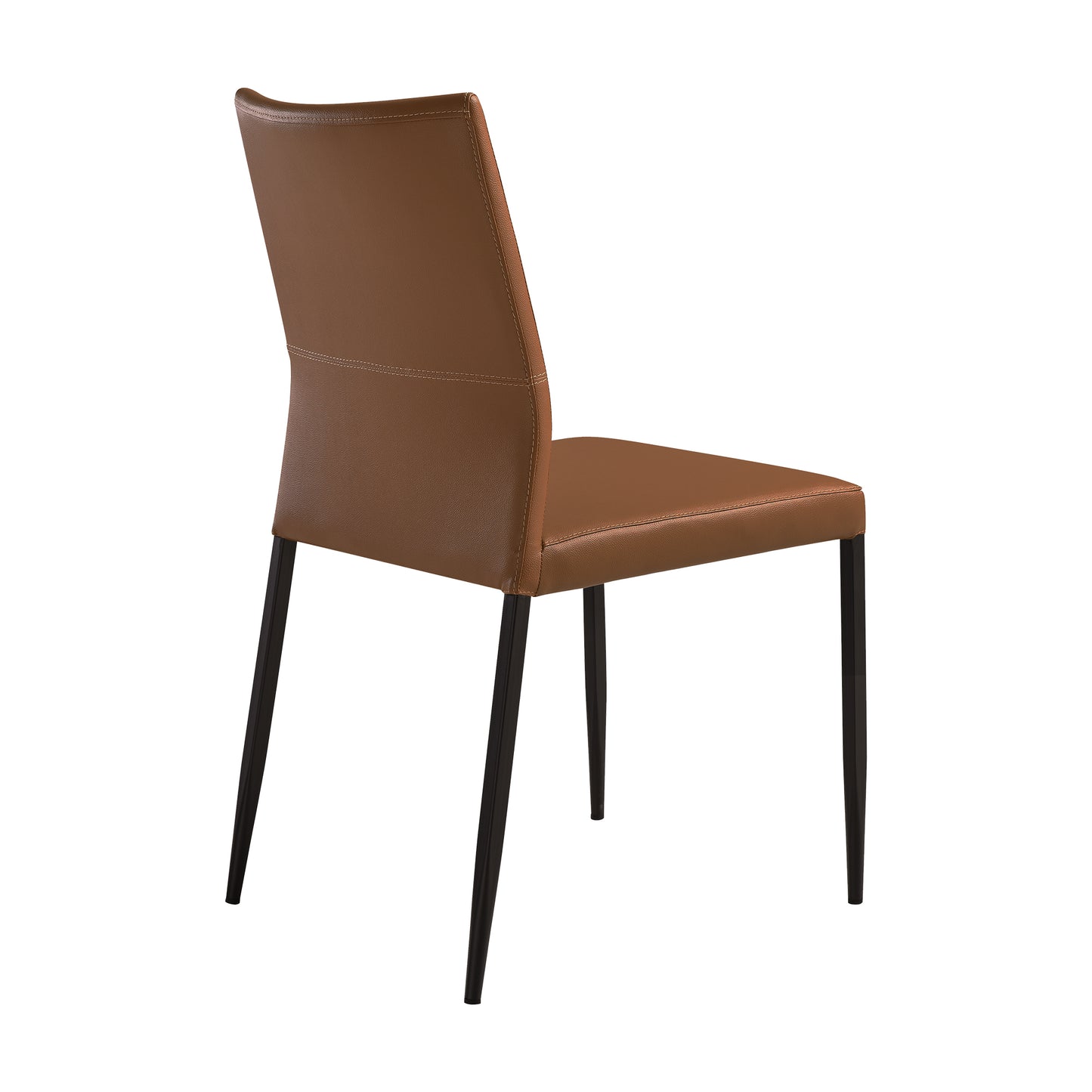Brown Upholstered Dining Chair with Metal Legs for Kitchen Storage