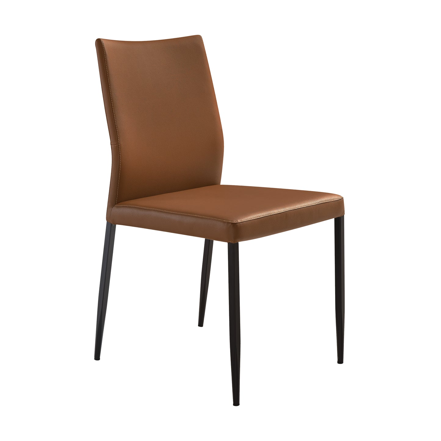 Brown Upholstered Dining Chair with Metal Legs for Kitchen Storage