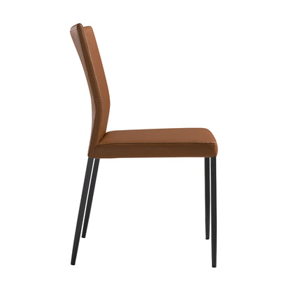 Brown Upholstered Dining Chair with Metal Legs for Kitchen Storage