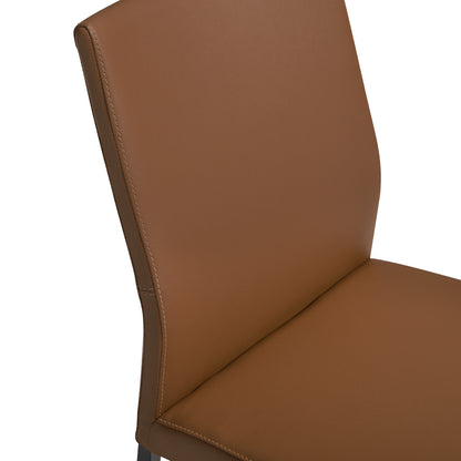 Brown Upholstered Dining Chair with Metal Legs for Kitchen Storage