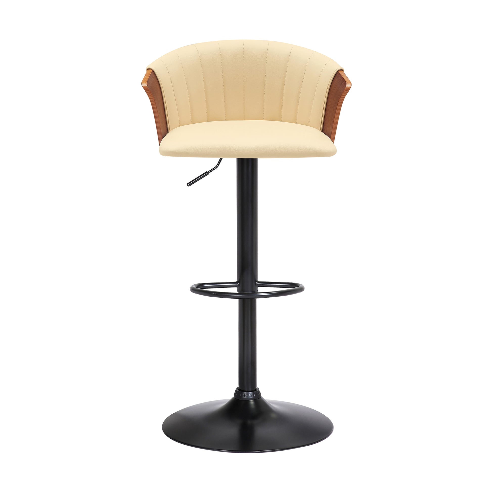 Adjustable Swivel Bar Stool with Faux Leather Seat for Kitchen Dining