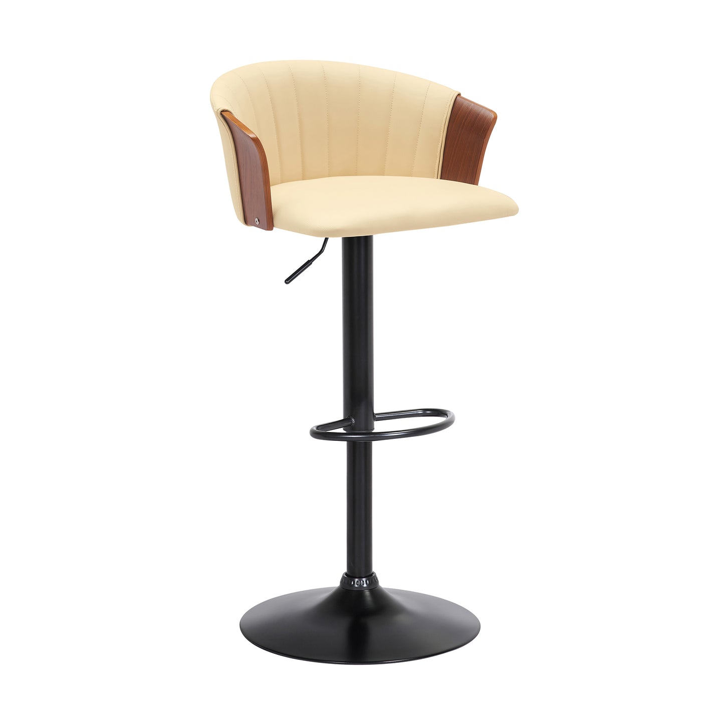 Adjustable Swivel Bar Stool with Faux Leather Seat for Kitchen Dining