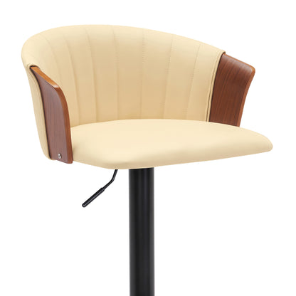 Adjustable Swivel Bar Stool with Faux Leather Seat for Kitchen Dining
