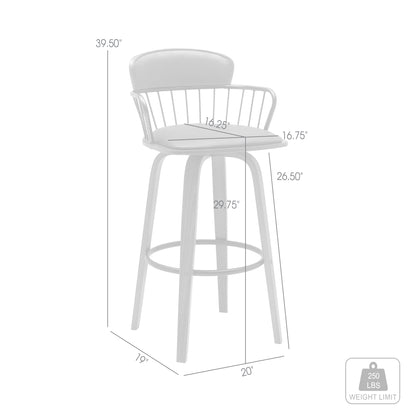 Gray Swivel Bar Stool with Walnut Wood and Bronze Metal Finish