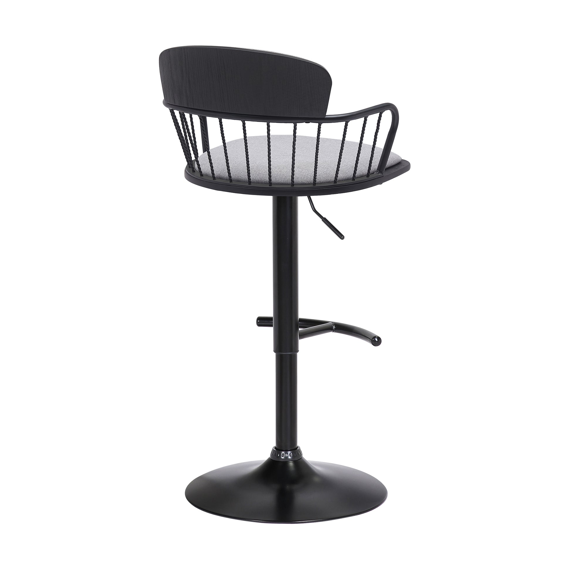 Adjustable Swivel Bar Stool with Gray Upholstery for Kitchen or Dining