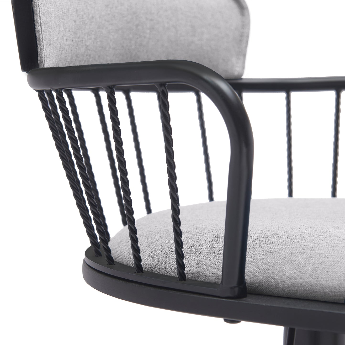 Adjustable Swivel Bar Stool with Gray Upholstery for Kitchen or Dining