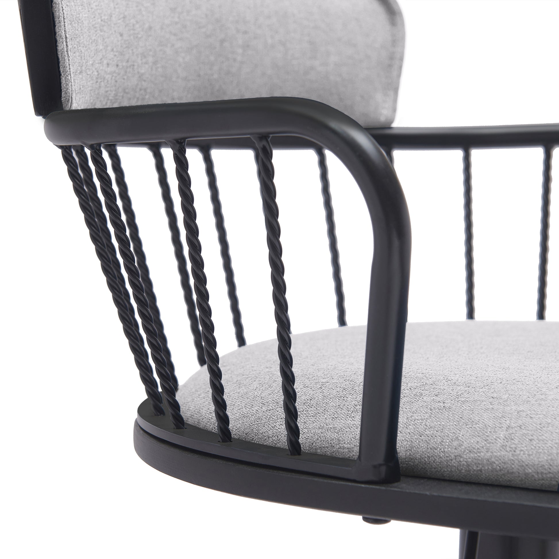 Adjustable Swivel Bar Stool with Gray Upholstery for Kitchen or Dining