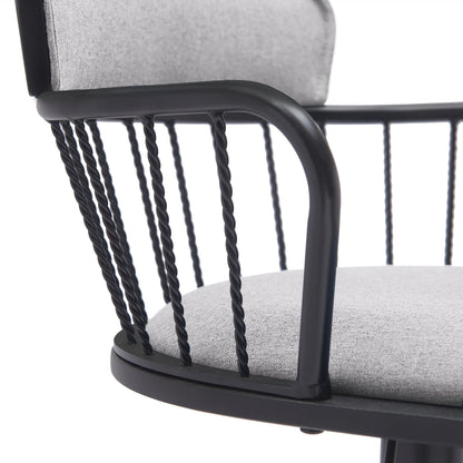 Adjustable Swivel Bar Stool with Gray Upholstery for Kitchen or Dining