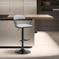 Nash Adjustable Black Wood Bar Stool in Light Gray Fabric with Black Metal