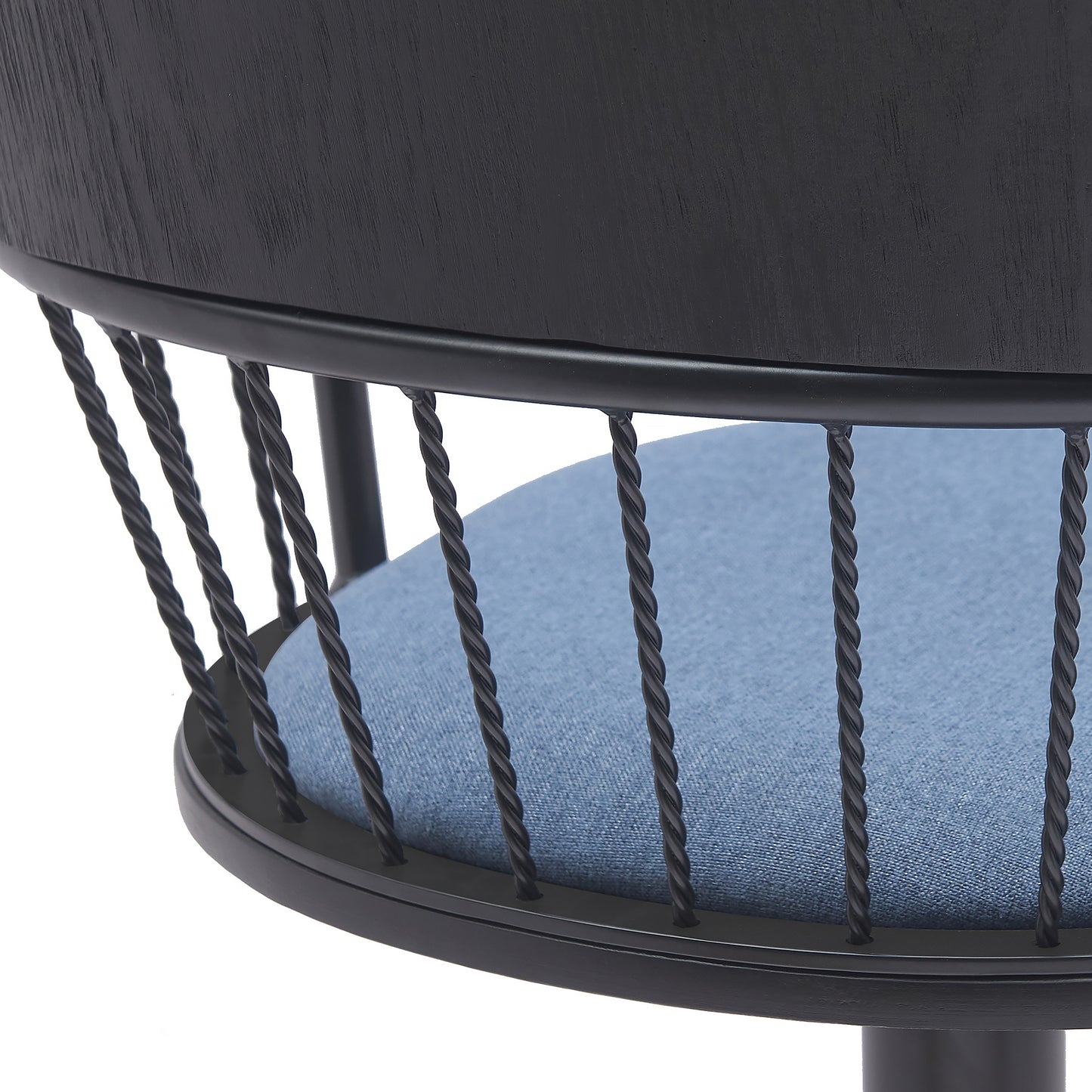 Blue Upholstered Swivel Bar Stool - Adjustable Height