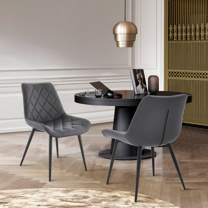 Loralie Gray Faux Leather and Black Metal Dining Chairs - Set of 2