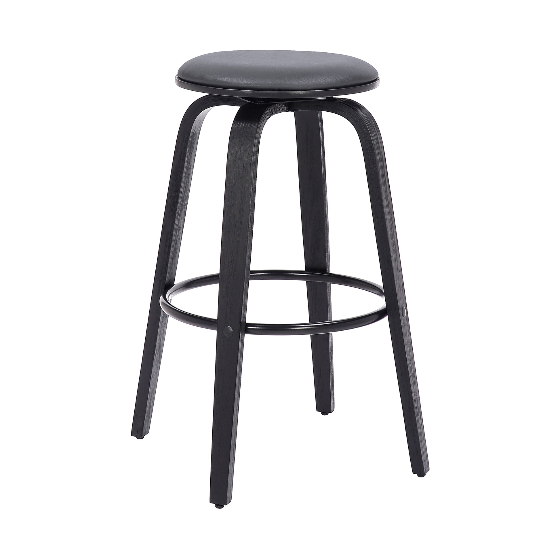 Gray Upholstered Swivel Bar Stool - 17" Wide