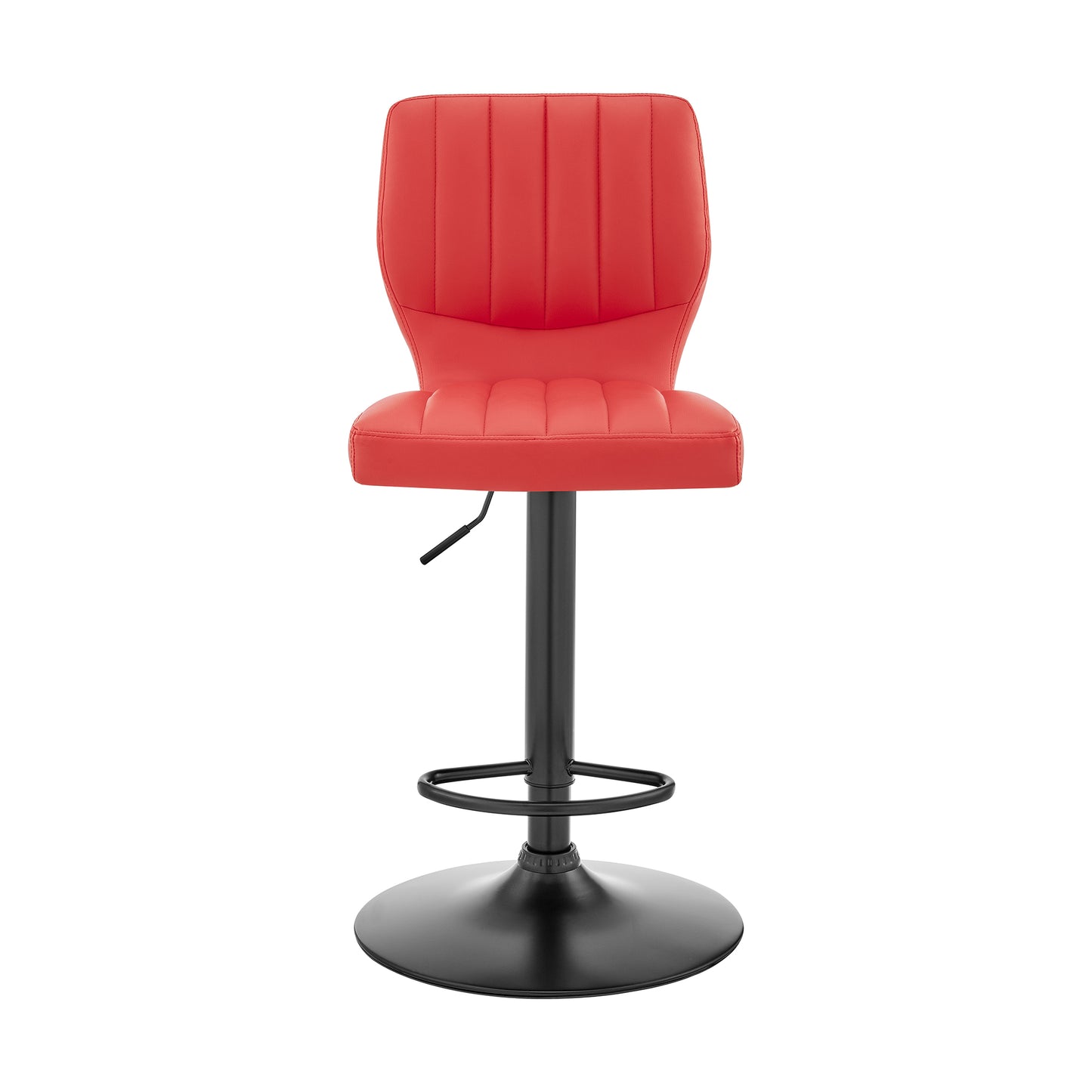 Red Adjustable Height Bar Stool - Upholstered Dining Seat