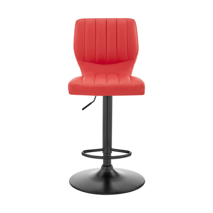 Red Adjustable Height Bar Stool - Upholstered Dining Seat
