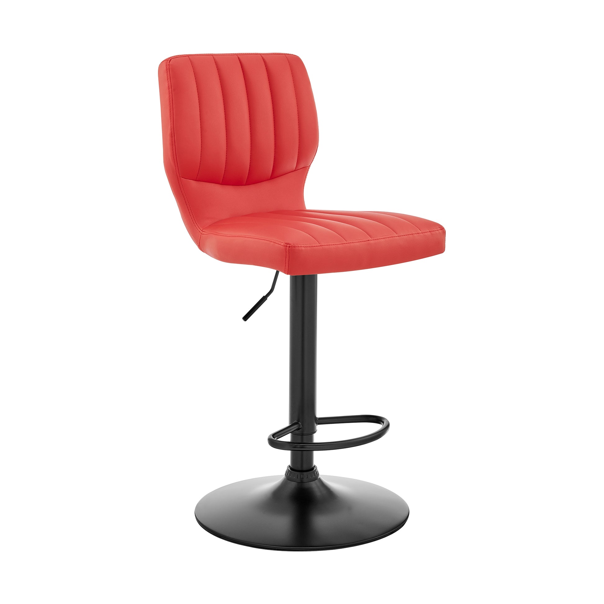 Red Adjustable Height Bar Stool - Upholstered Dining Seat