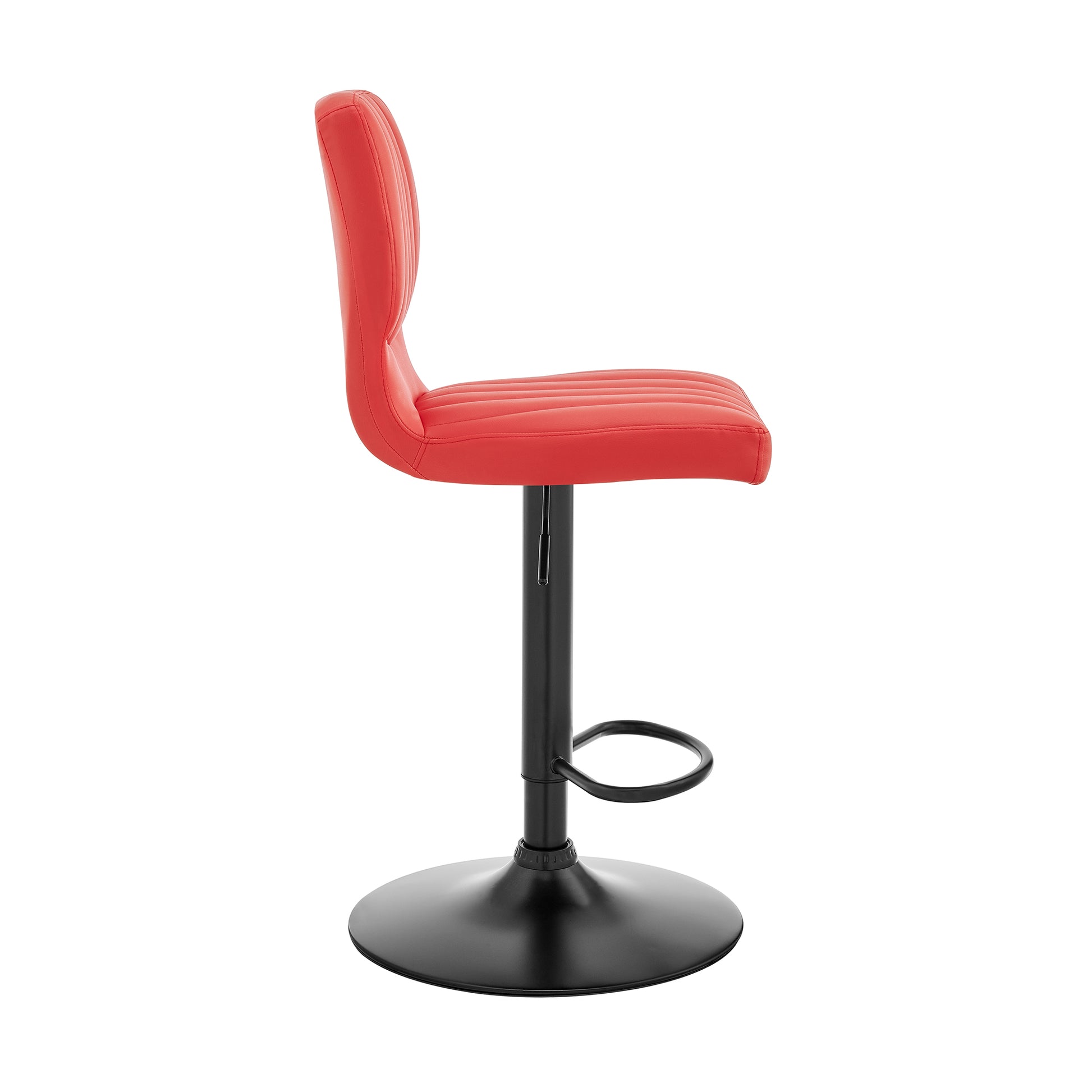 Red Adjustable Height Bar Stool - Upholstered Dining Seat