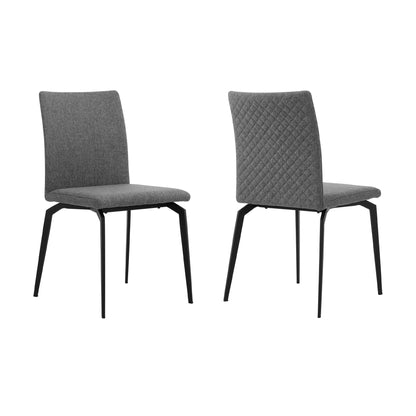 Minimalist Gray Upholstered Dining Chairs Set of Two for Modern Kitchen