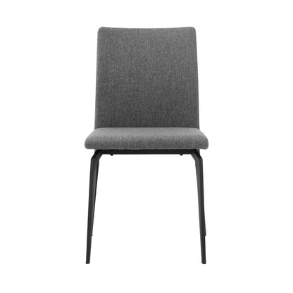 Minimalist Gray Upholstered Dining Chairs Set of Two for Modern Kitchen