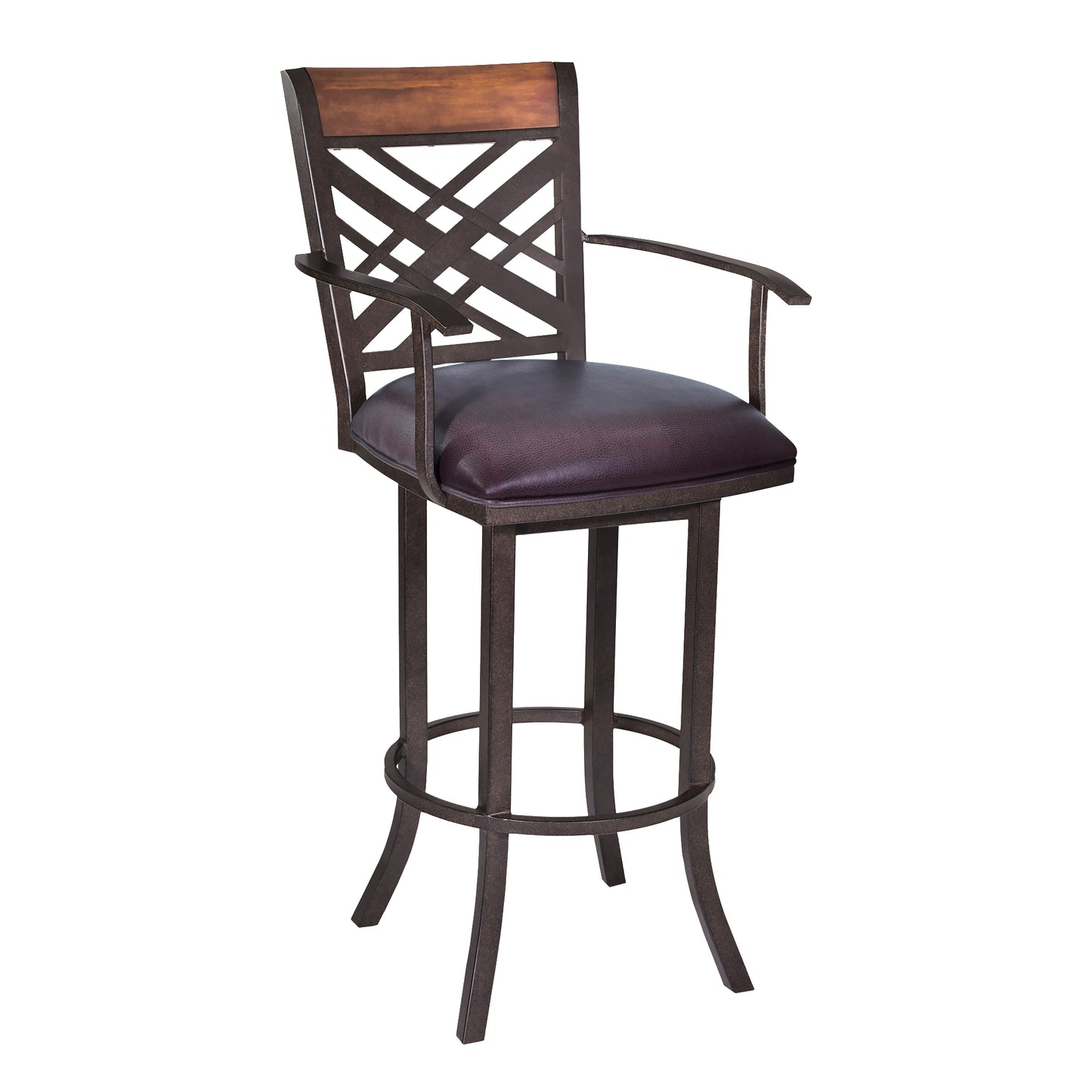 Brown Upholstered Barstool - 30" Dining Armchair