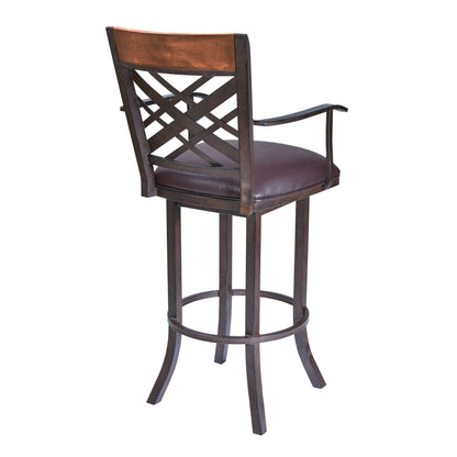 Brown Upholstered Barstool - 30" Dining Armchair