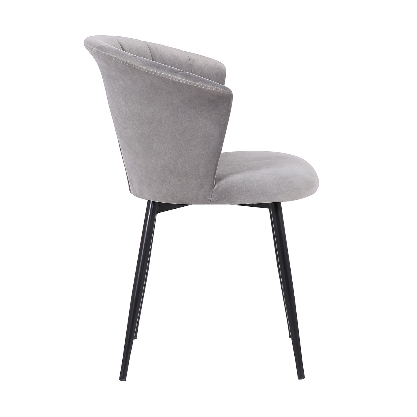 Gray Upholstered Dining Chair with Steel Frame for Kitchen Seating for Dining Room