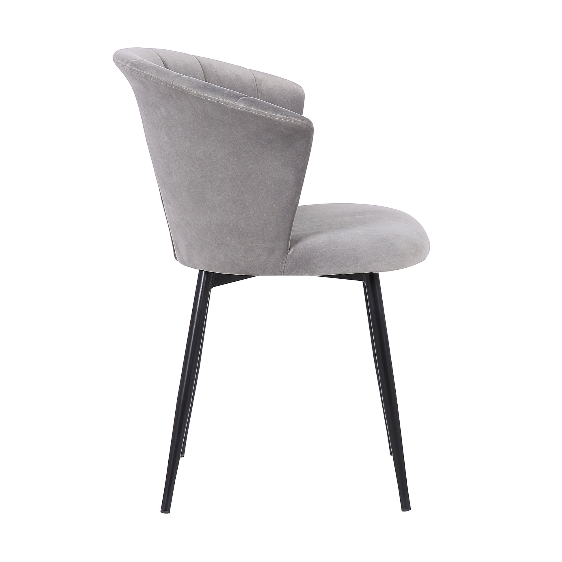 Gray Upholstered Dining Chair with Steel Frame for Kitchen Seating for Dining Room