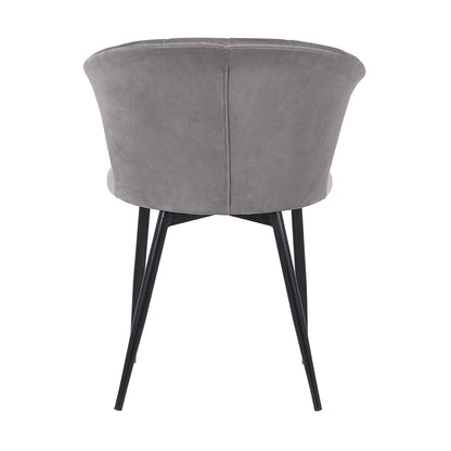 Gray Upholstered Dining Chair with Steel Frame for Kitchen Seating for Dining Room