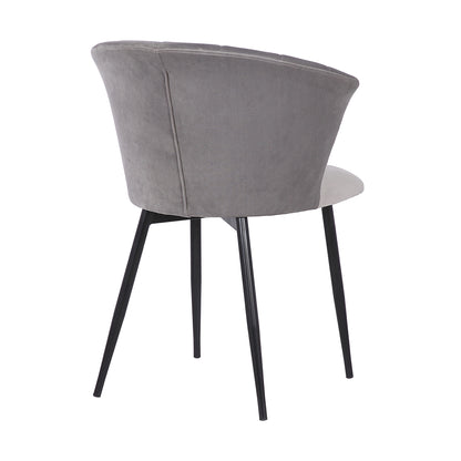 Gray Upholstered Dining Chair with Steel Frame for Kitchen Seating for Dining Room