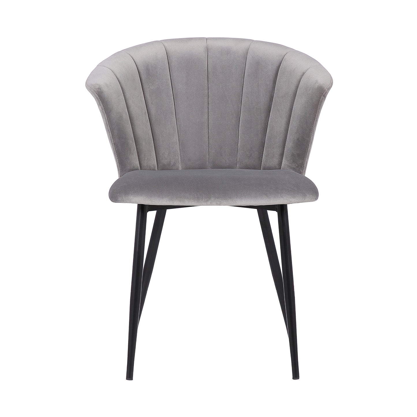 Gray Upholstered Dining Chair with Steel Frame for Kitchen Seating for Dining Room